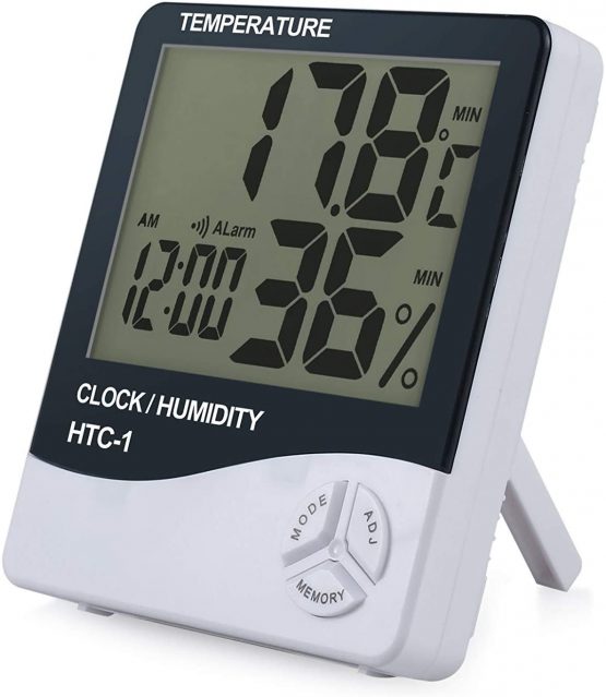Digital Hygrometer Thermometer,eSynic Popular 1Pcs Indoor Digital Thermometer Hygrometer With Large Clear LCD Display Temperature Humidity Monitoring & Time Record Perfect for Bedroom Office ect