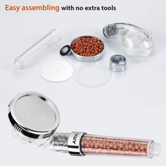 ARVO Shower Head 3 Mode Function, Ionic Shower Head Handheld Filter with Low Water Pressure & Water Saving - Image 2