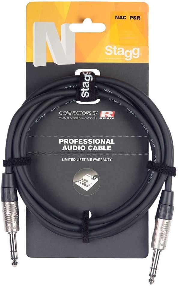 Stagg NAC6PSR 6m N-Series Stereo Jack to Stereo Jack Cable, Black
