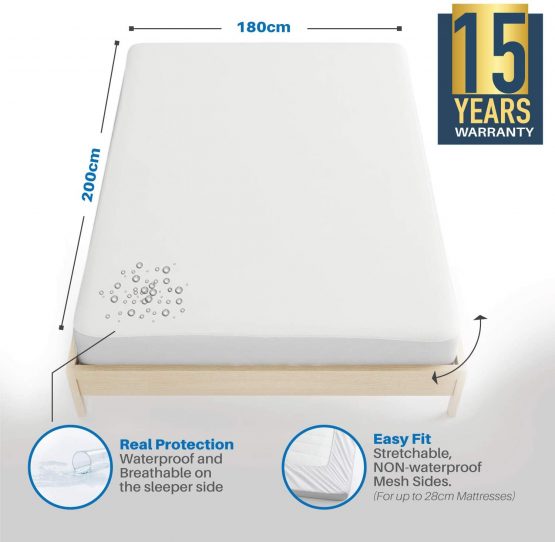 Mattress Protector Super King 180 x 200 cm (6ft x 6ft 6") Waterproof Dreamzie - Made in EU & OEKO-TEX® Certified - Image 2