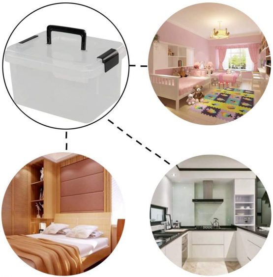 Fosly 4 Set of Transparent Plastic Storage Boxes with Lids Clip, Small Plastic Box with Lid - Image 4