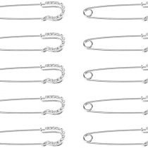 Healifty 10pcs Women Crystal Safety Pin Large Brooch Rhinestone Pins Decorative Jewelry Pins for Hats Clothes Pants Dress Sweaters
