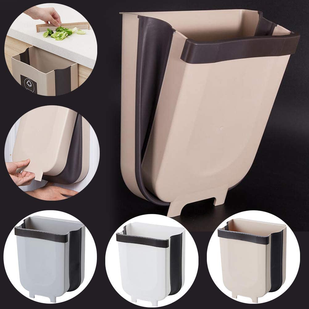 Akls Trash Can, Small Hanging Waste Bin Folded for Kitchen Cabinet Door Home Garden Office School Kitchen Bathroom - Image 2