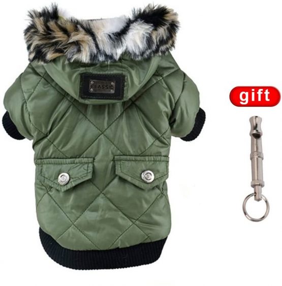 Balai Small Dog Faux Hoodie Thick Jacket Pet Puppy Waterproof Warm Coat Clothes for Small Breed Dog Like Chihuahua (Tag XS: Chest:10.24", Back: 6.30", Neck: 9.45", Green)