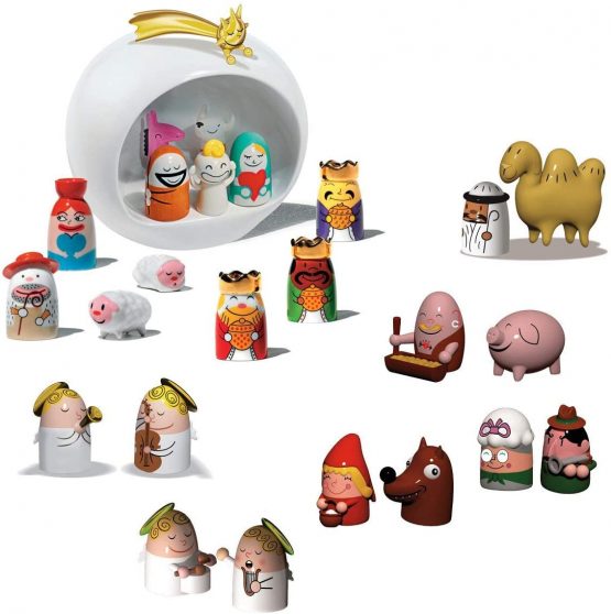 Alessi AMGI10 GD Hand Decorated Design Nativity Scene Set with Cave and Figurine, Porcelain, Gold, Set of 5 - Image 3