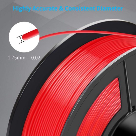 PETG 3D Printer Filament 1.75mm, SUNLU PETG Filament, Strong 3D Filament, Dimensional Accuracy +/- 0.02 mm, 1 kg Spool, Red - Image 4
