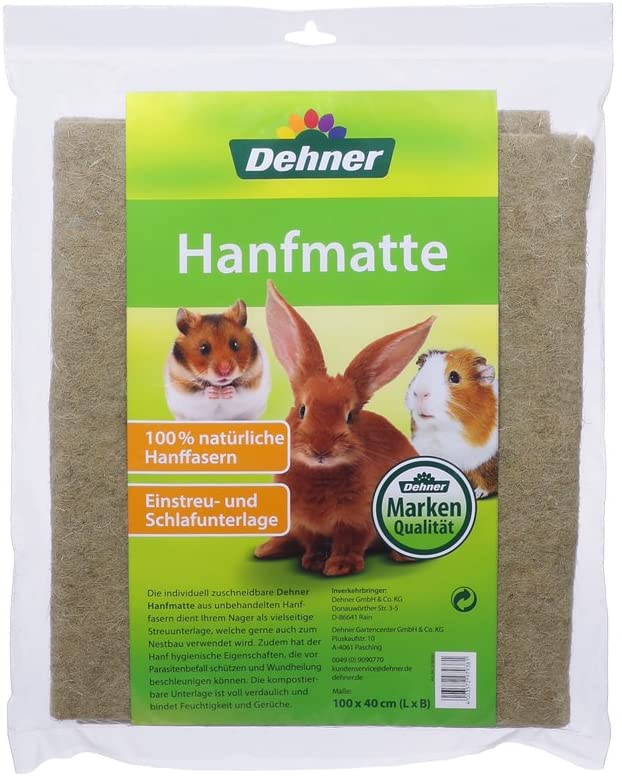 Dehner Rodent Accessory Hemp Mat Approx. 100 x 40 cm, hemp natural