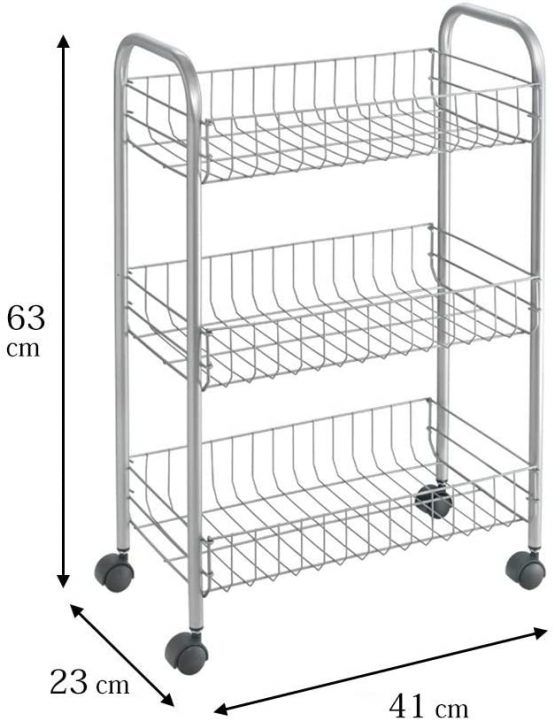 Metaltex 340103 Service Trolley Lugano with 3 Stages, Silver 41 x 23 x 63 cm - Image 3