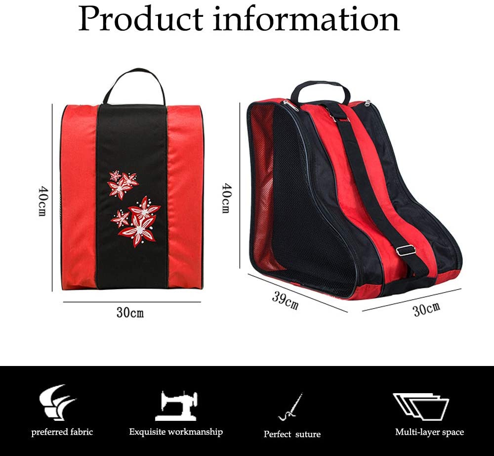 LINVINC Blue/Pink/Red Ice Skate Bag for Kids and Adults Inline Skate Carry Bag Quads Roller