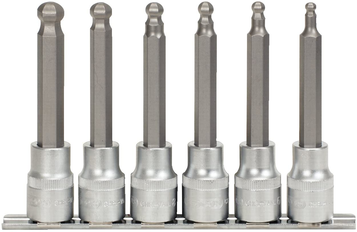KS Tools 911.165 1/2-inch 5-12mm Long Hex Bit Socket Set (6 Pieces), Variety pack