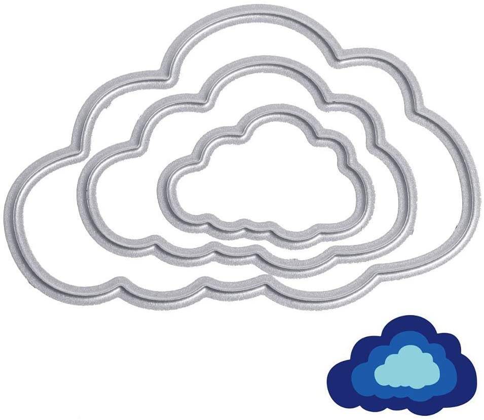 U-horizon 3pcs Clouds Cutting Dies, DIY Scrapbooking Metal Embossing Stencil For Album Paper Card Art Craft