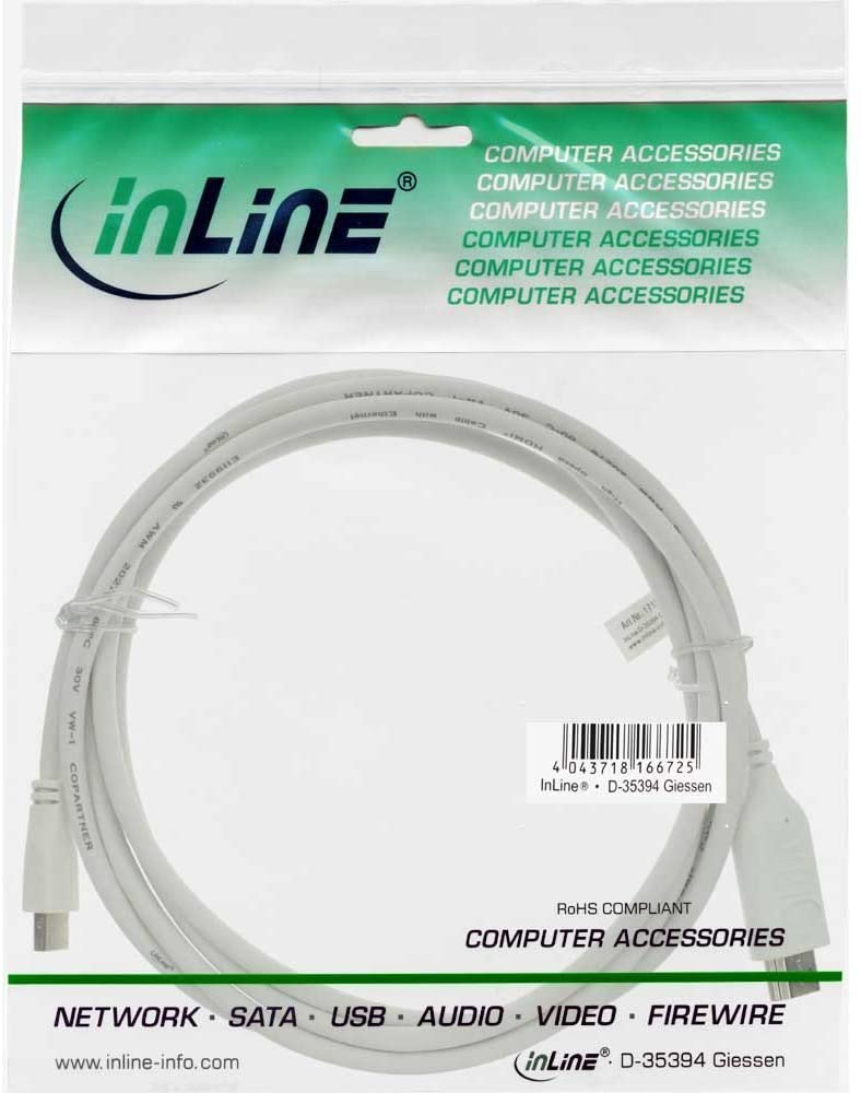 InLine Mini DisplayPort zu HDMI Konverter Kabel, weiß, 2m, mit Audio, White, 2 Meters - Image 2