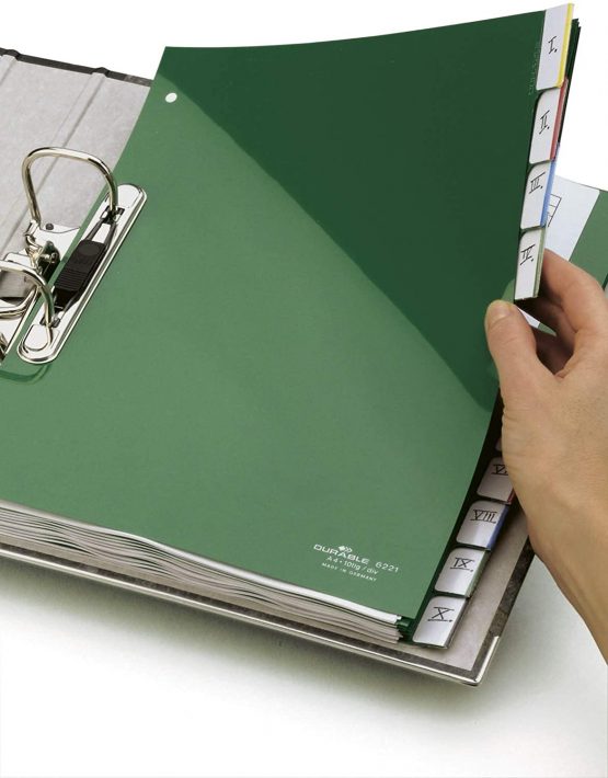 Durable 622105 Index File with Sealed Tabs and 10 Insert Labels for A4 Sheets - Green - Image 3