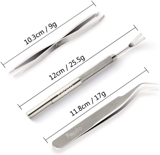 FEPITO 4 Pcs Stainless Steel Tick Remover Tool Set Pet Dogs Cats Ticks Remover Kit Including 1 Pcs Tick Removal Tweezers 1 Pcs Sharp Rake 1 Pcs Two Clips and 1 Pcs Pretty Box - Image 2