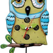 Enesco P1062 Wall Clock Owl Resin 30.5 cm Blue