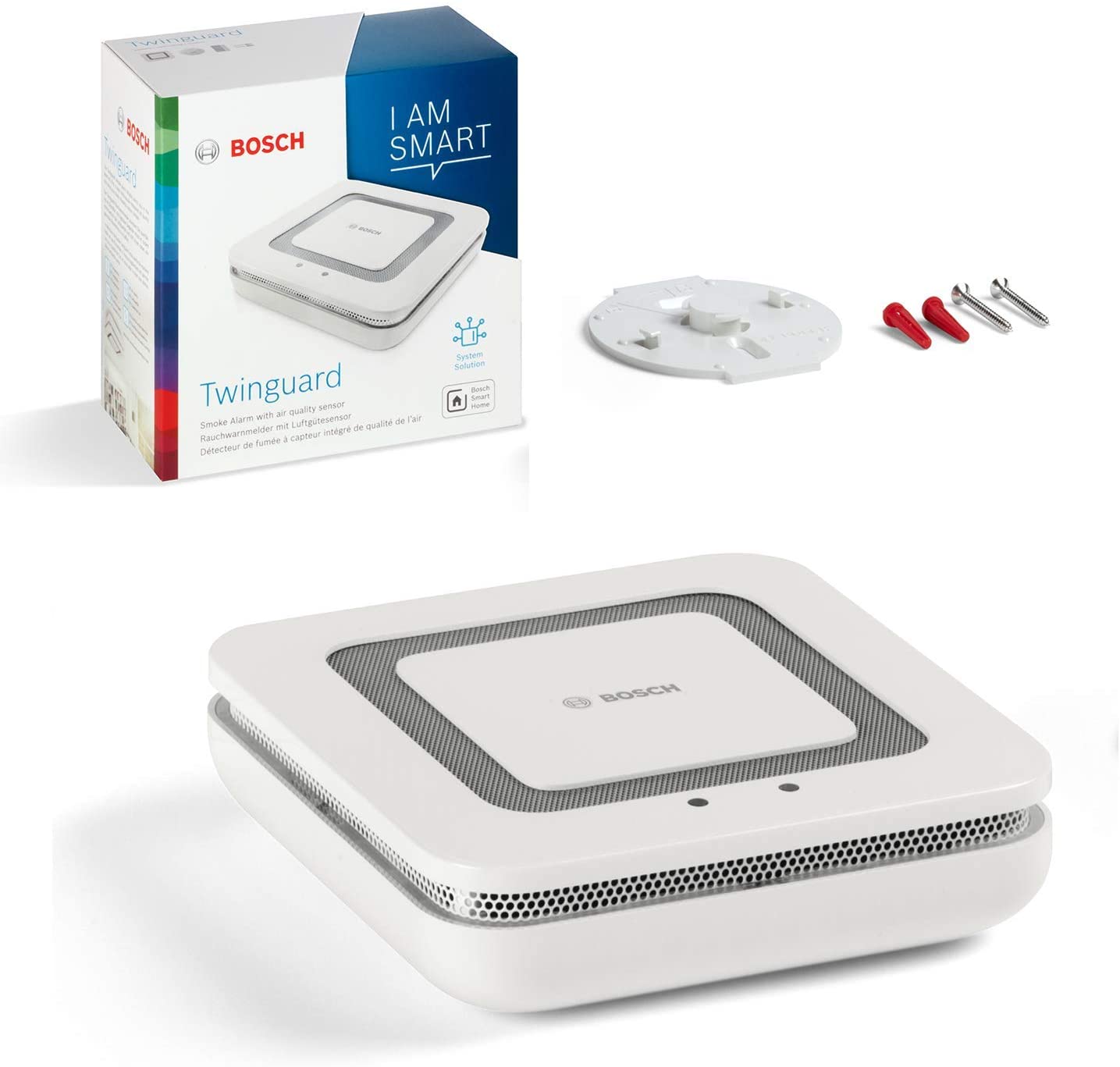 Bosch Smart Home Twinguard Smoke Detector with Air Quality Measurement and App Function, Compatible with Apple HomeKit