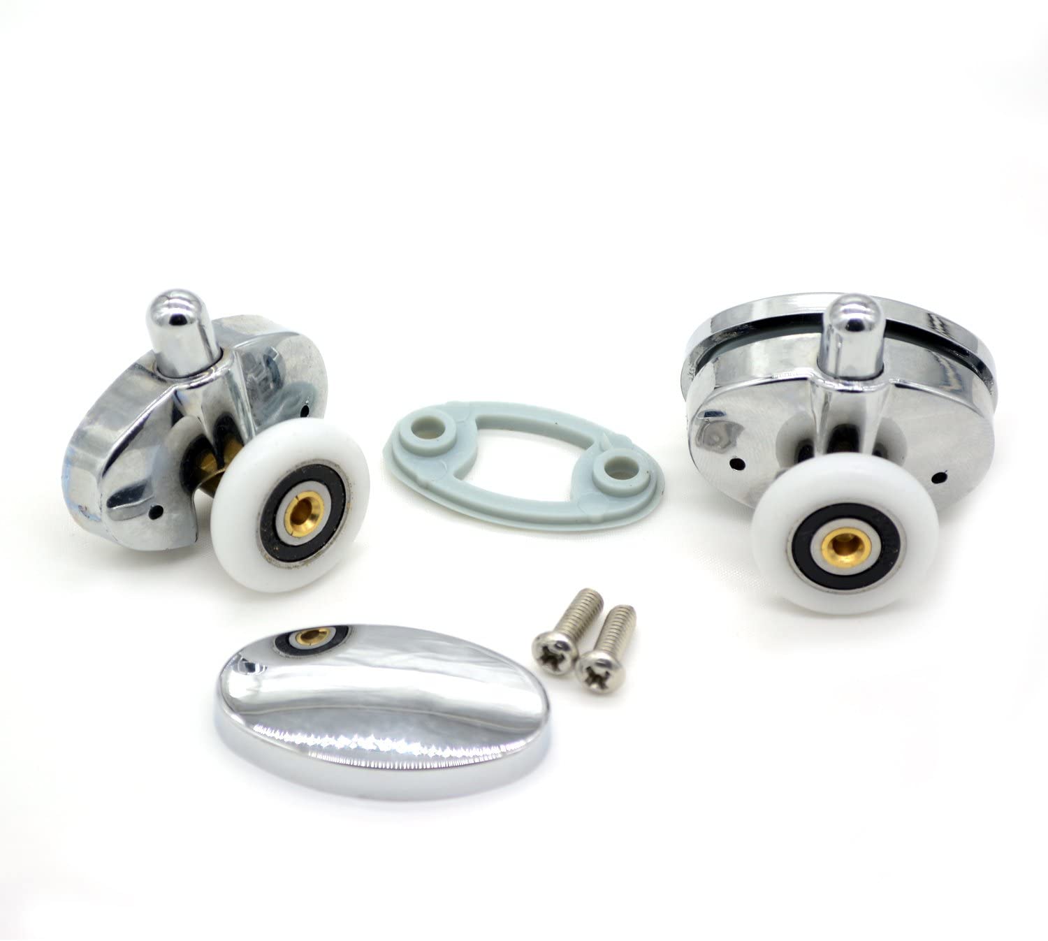 Set of 4 New Oval Singel Wheel Shower Door Rollers 23mm, Silver Chrome, 23 month - Image 2