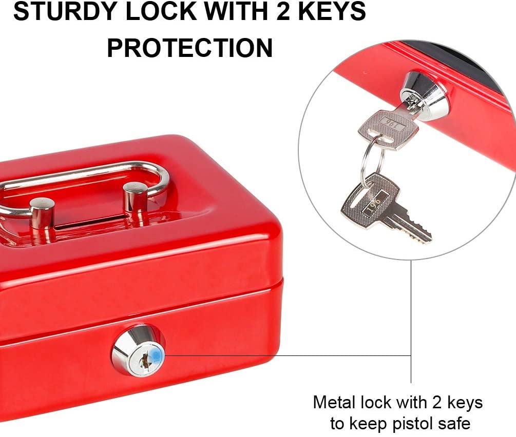 Small Cash Box with Lock and Coin Slot for Kids Parrency Small Lock Box with Money Tray, 4.9 x 3.7 x 2.3 inch, Red - Image 4