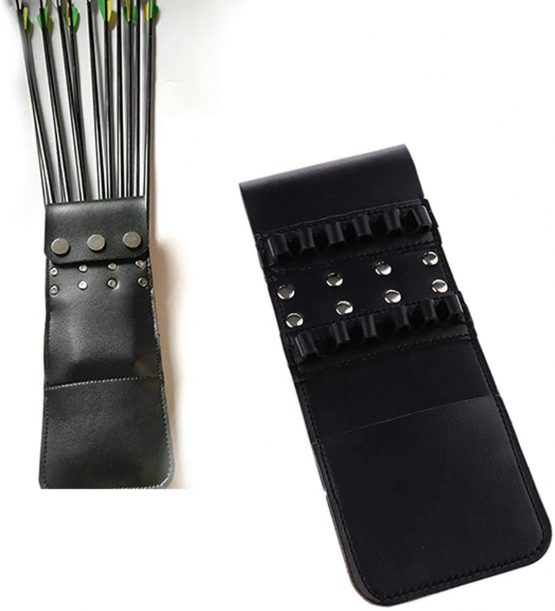 Techson Hip Arrows Pocket, Archery Leather Back Pouch Quiver for Holding 6 Pieces Arrows, Shooting Hunting Bow Gear Accessories (Black) - Image 2