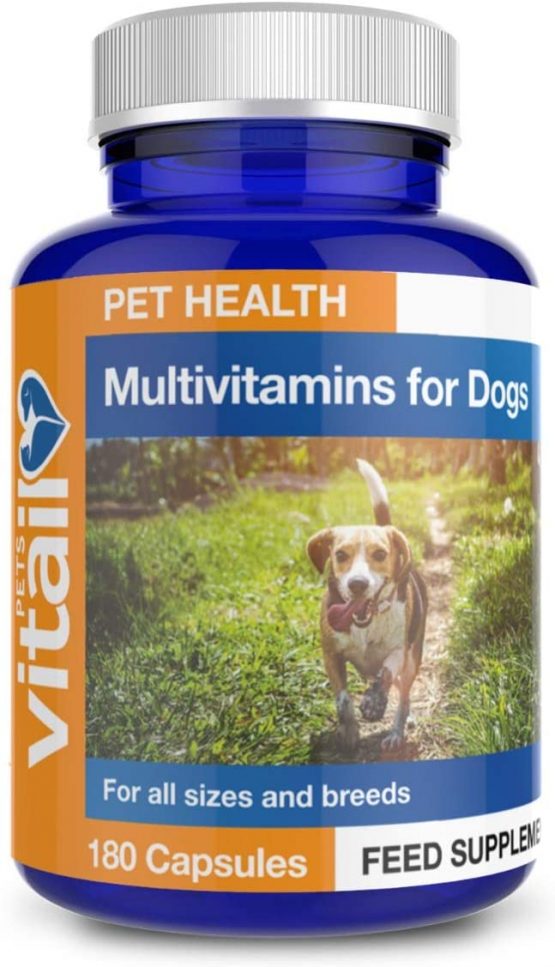 Multivitamin for Dogs, 180 'Split and Pour' Capsules. Pet Multi Vitamin Providing 16 Essential Vitamins and Minerals.