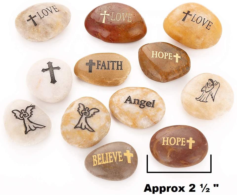 ROCKIMPACT 12PCS Guardian ANGEL Engraved Inspirational Stones, Sentimental Gifts, Motivational Present Keepsake - Image 2