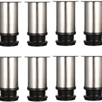 8 PCS Qrity [Thickening] Cabinet Legs Kitchen Feet Worktop/Unit/Breakfast Bar/Desk Table Legs Furniture Legs - Chrome Metal - Adjustable Height (Total:80-95mm)