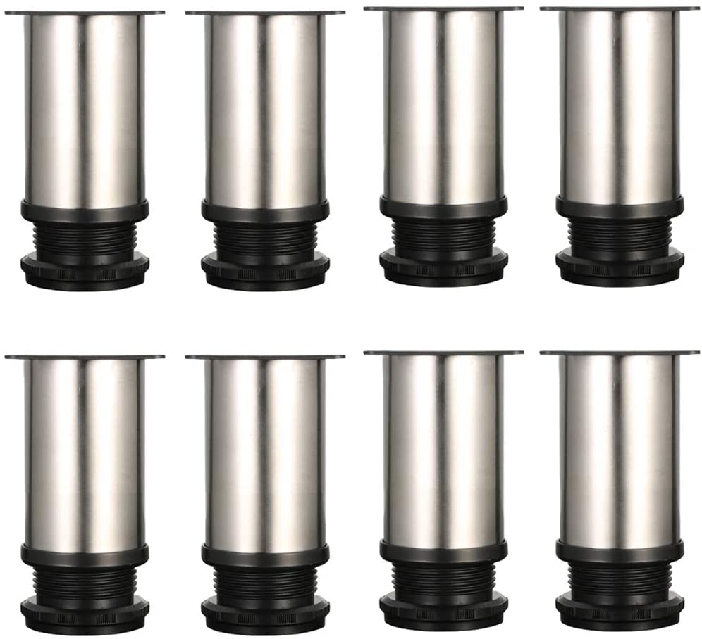 Qrity 8 Pcs Adjustable Furniture Cabinet Legs, Total 80-95mm, Table Desk Cabinet Cupboards Bed Support Feet with Screws