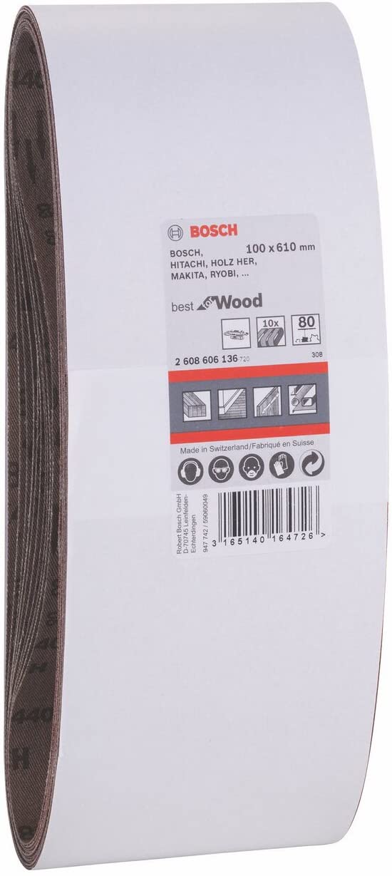 Bosch 10x PRO Paint on Wood and Hardwood X440 Sanding Belt for Sanders (for Paint on Wood Hardwood, 100 x 610 mm, Grit 80 - Image 3