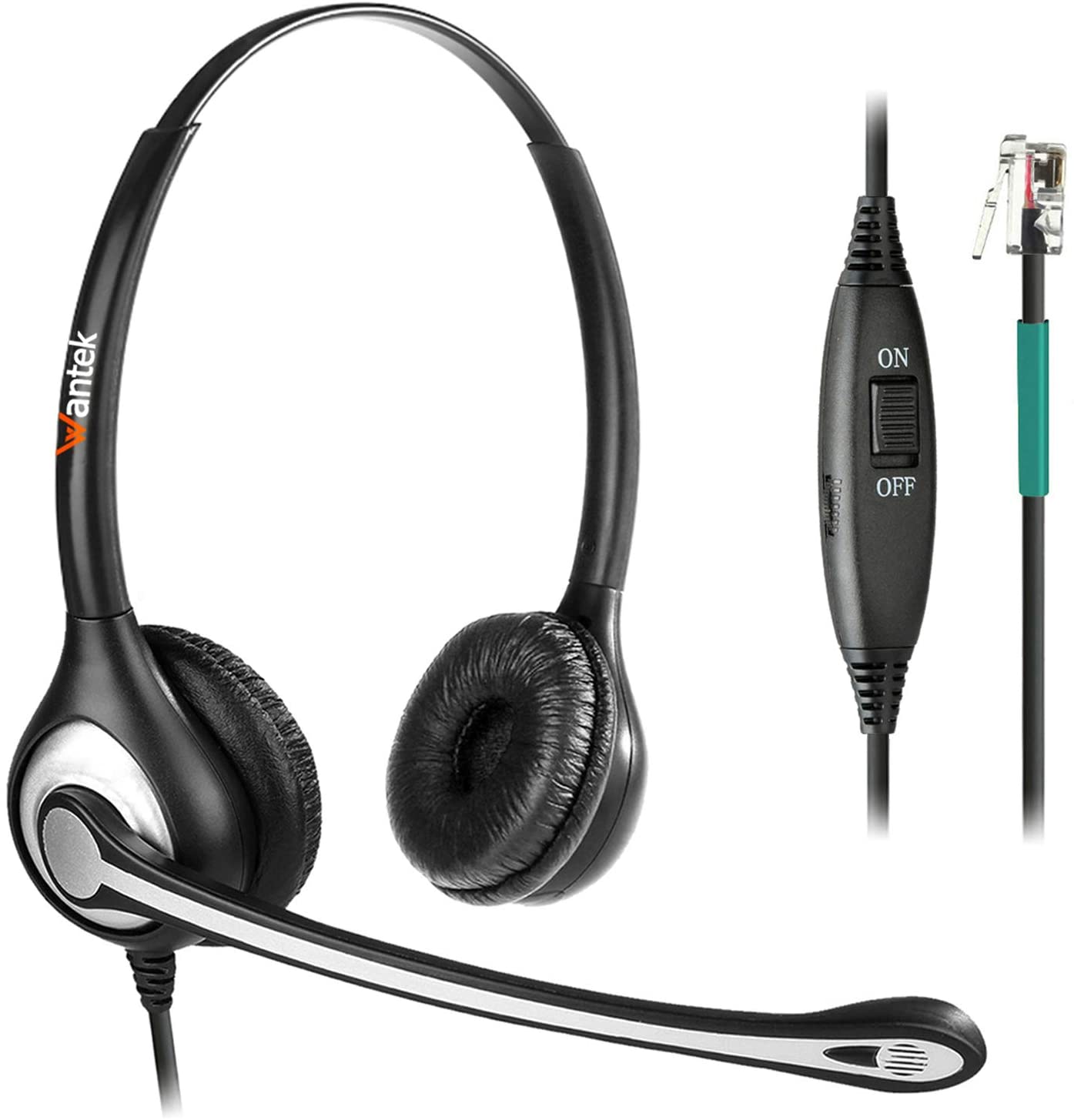Wantek Wired Telephone Headsets with Noise Canceling Mic for AVAYA Aastra Allworx Adtran Alcatel Lucent AltiGen Comdial Digium Gigaset InterTel Mitel Plantroniccs MiVoice Landline Deskphones