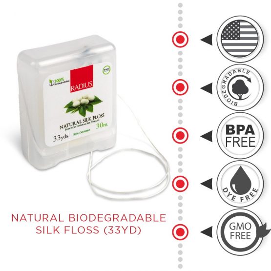 RADIUS Natural Biodegradable Silk Floss, Soft and Smooth for Total Tooth and Gum Protection(3 pack, 33 Yards) - Image 4