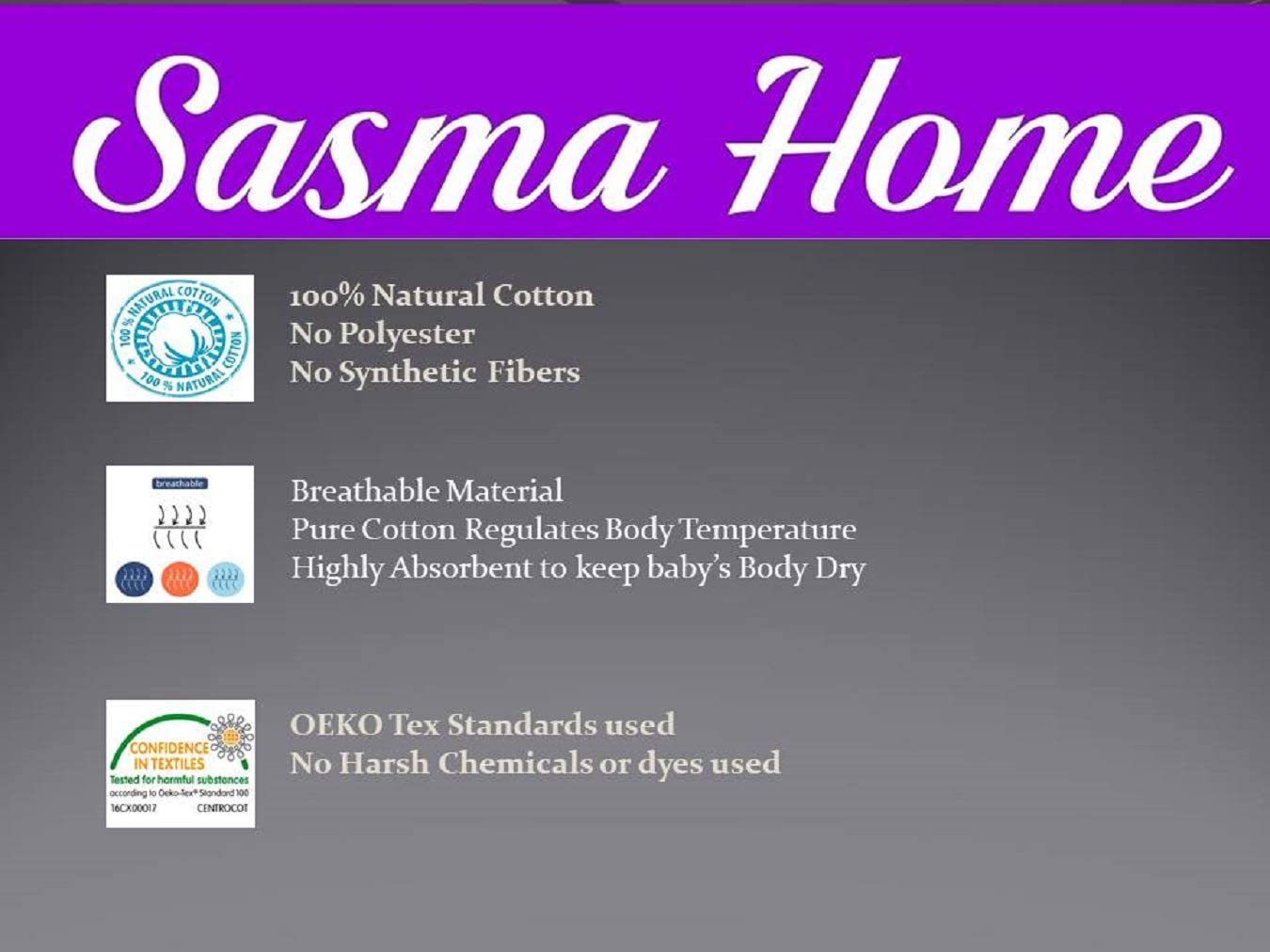 Sasma Home - 2 x Cot Fitted Sheets 120x60cm - 100% Cotton, Soft breathable baby cot sheets (White), 60x120 cm (Pack of 2) - Image 4