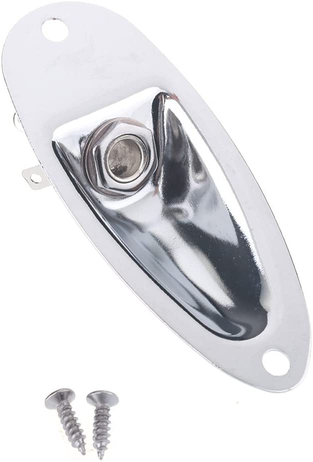 Musiclily 1/4 "Boat Input Output Jack Plate Socket with Screws for Fender Strat Electric Guitar Chrome