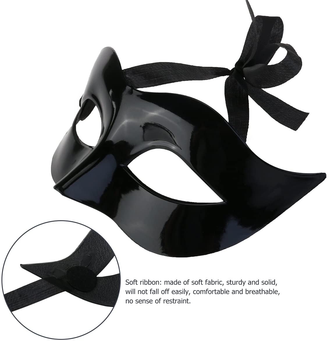 WINOMO Costume Black Halloween Masquerade Mask Masquerade Costume Mask Black for Men Women Party Ball Halloween Mask - Image 3