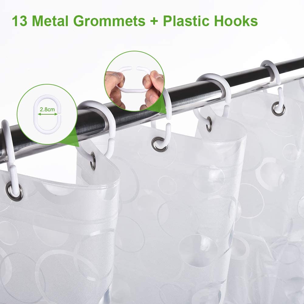 OTraki Shower Curtain 200 x 200 cm 3D Frosted Waterproof and Mildew