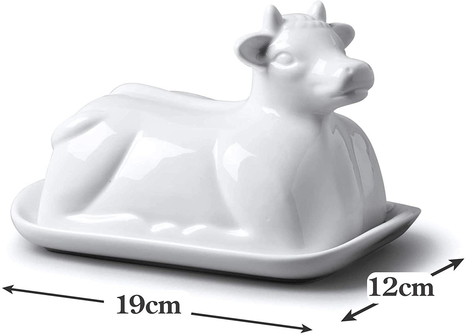 WM Bartleet & Sons 1750 Traditional Porcelain 19cm Cow Design Butter Plate with Lid - White - Image 4