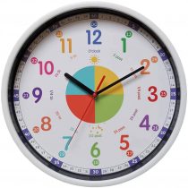 EMITDOOG Time Teacher Wall Clock Learn To Tell The Time Wall Clock Colorfull Non Ticking For Kids,Girls,Boys Classroom,Bedroom,Living Room,Nursery12inch