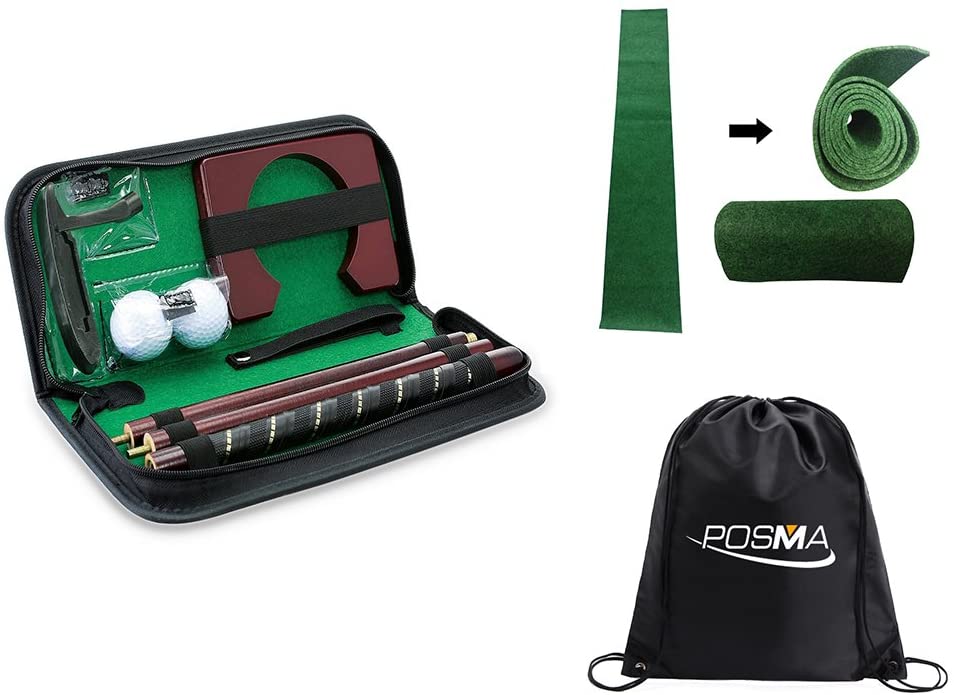 POSMA PG020AA Golf Putter kit set with1.8mX0.3m putting mat in a