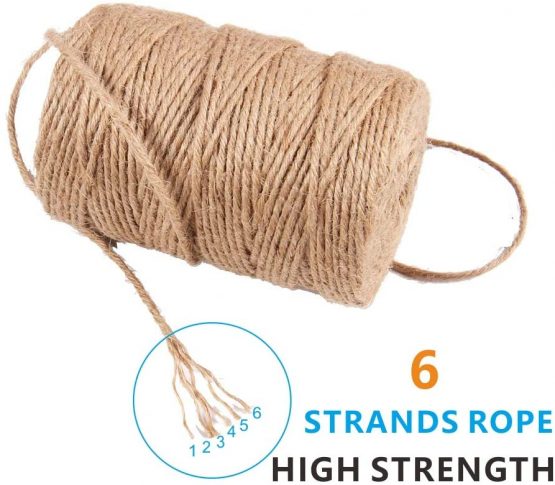 YMWALK 100Yards Jute Twine, 6Ply 3mm Thick Strong Natural Jute Rope Jute String for Floristry, Gifts, DIY Arts&Crafts, Decoration, Bundling, Garden and Recycling(1 Roll) - Image 3