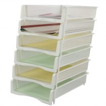 Fosly 6 Tier Letter File Trays, Plastic A4 Paper Tray, White Stackable Office Trays