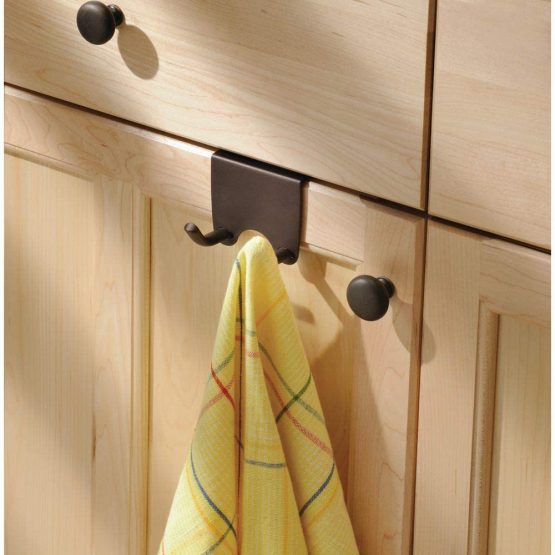 mDesign Over the Kitchen Dish Towel Storage Hooks Pack of 3, Assorted, Bronze BigaMart