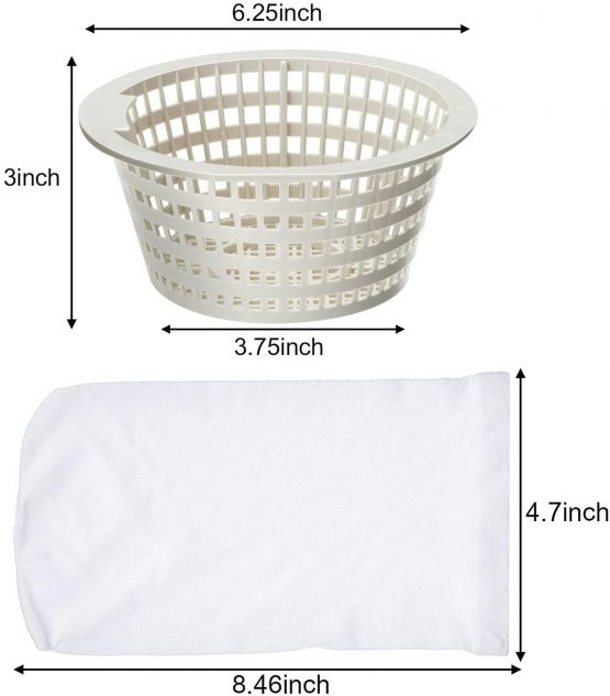 Replacement Skimmer Basket Strainer Basket Small Standard Size with 10 Pool Skimmer Socks, Durable Elastic Nylon Fabric Filters of Swimming Pools, Pool Supplies Skimmers (Without Handle) - Image 2