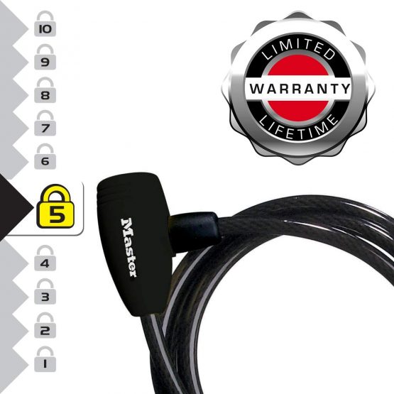 Master Lock 8154EURD Bike Lock with Key Lock, 1,8 m Cable, Black - Image 3
