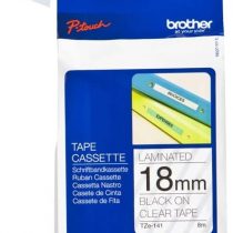 Brother TZe-141 Labelling Tape Cassette, 18 mm (W) x 8 m (L), Laminated, Brother Genuine Supplies - Black on Clear