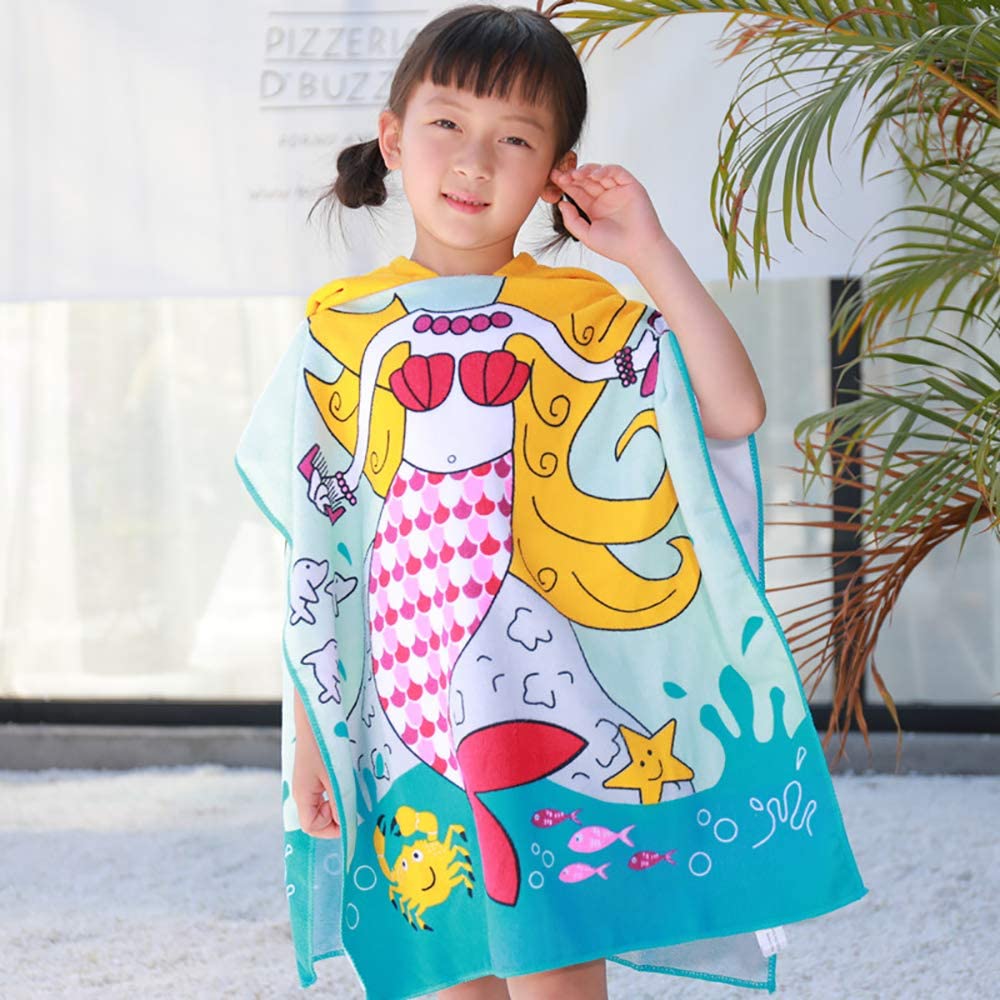AOUTACC Kids Hooded Bath Towel, Age 3-7 Years Beach Towel Girl Poncho ...