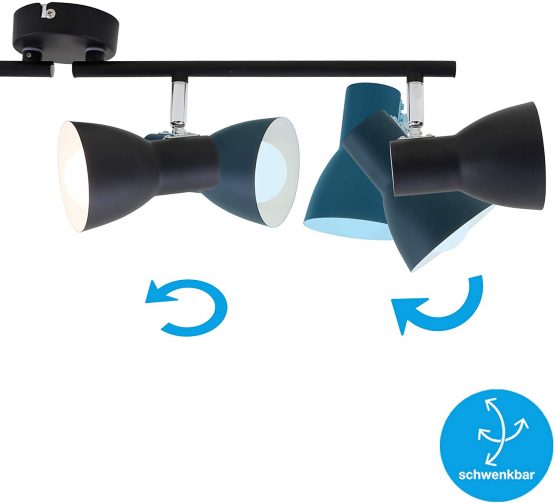 Briloner Leuchten - Ceiling Light, Ceiling Spotlight, rotatable and swivelling Spotlight, 4X E14, max. 25 Watt, Retro, Black, 605x80x150mm (LxWxH), 2860-045 - Image 4