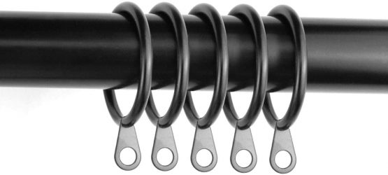 iPEAK 36 Pack Curtain Rings, Metal Curtain Rings Hanging Hooks For Curtain Rods Pole, 30 mm Internal Diameter (Black) - Image 3