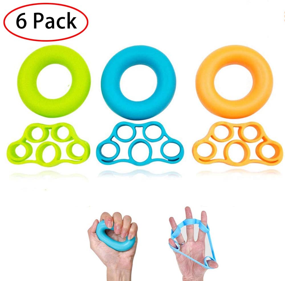 Finger Strengtheners Hand Grip Ring Workout Kit 6 Pack Finger Hand ...