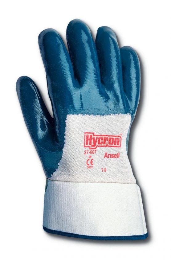 Ansell ActivArmr 27-607 Heavy Duty Work Gloves, Cut and Oil Resistant, Industrial Safety PPE Workwear, Silicone Free Nitrile Coating, Professional Protection, Men Women, Blue, Size XL (12 Pairs)