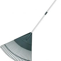 ORIENTOOLS Garden Leaf Rake Adjustable Lightweight Steel Handle Comfortable Grip Handle Plastic Head Poly Shrub Rake 26 Tines110 to 168cm (Red Rake Head)