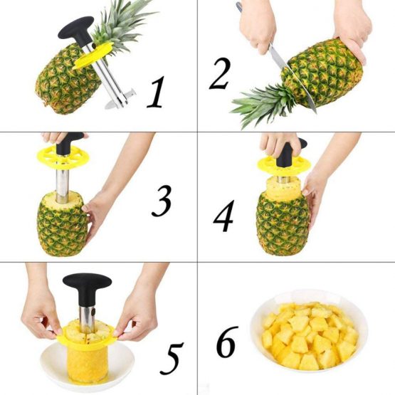 Pineapple Peeler and Corer Slicer Cutter, Stainless Steel 3-in-1 Pineapple Tools, One Detachable Wedge and 8 Fruit Forks as Bonus by OITUGG (Black) - Image 3